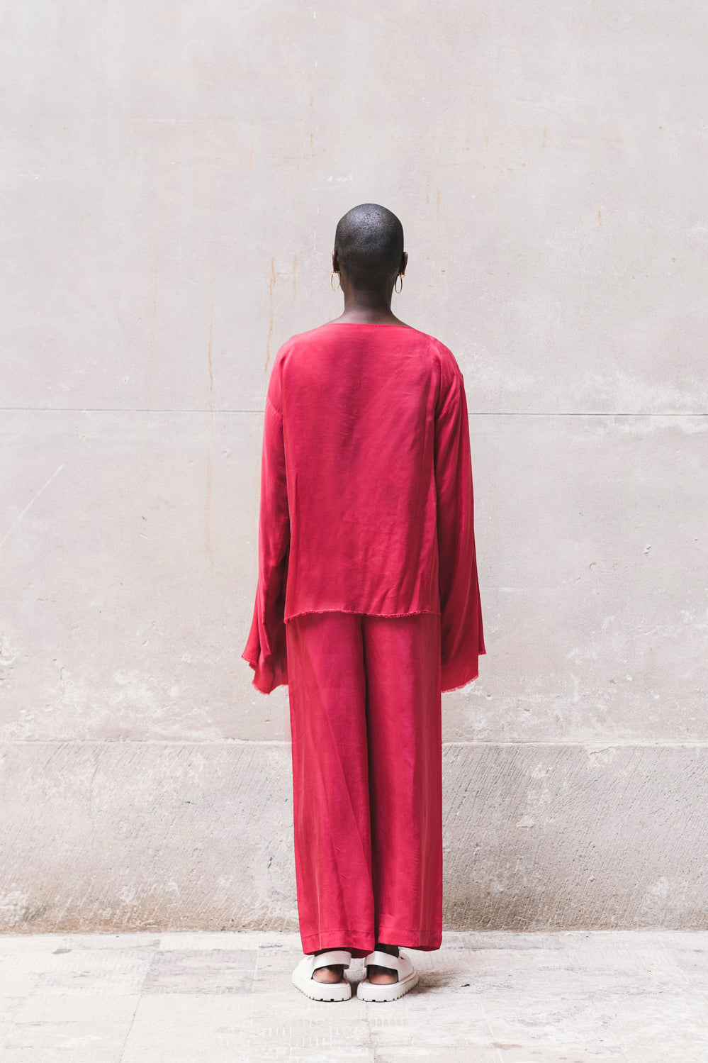 Long Wide Pants 100% BEMBERG Cyclamen/Powder Pink-6