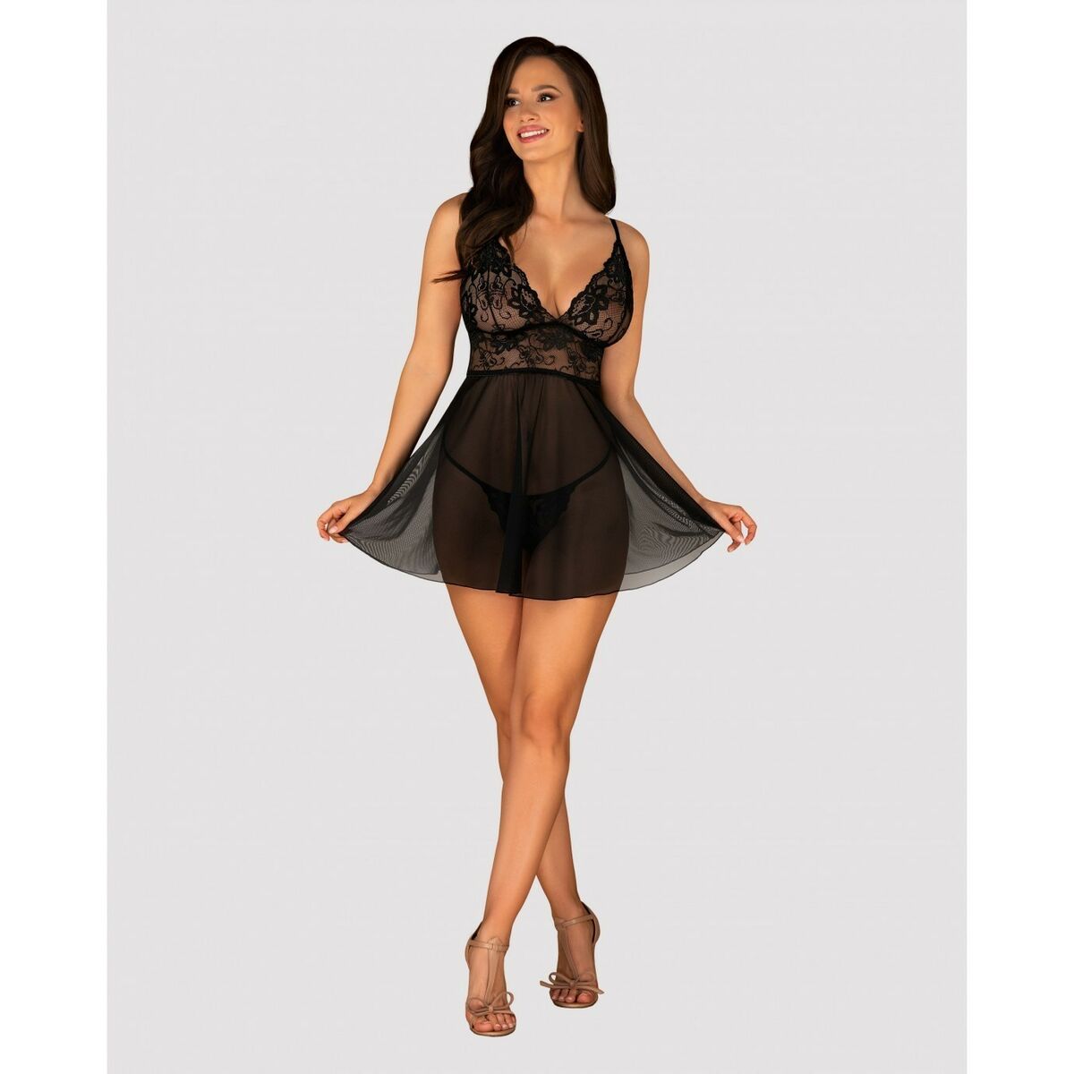 Imperia Babydoll & Thong L/XL Obsessive Idillia babydoll Black-5