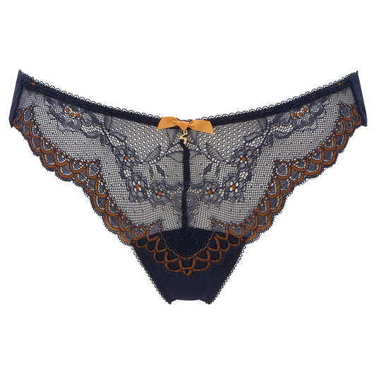 Gossard Superboost Lace Thong Panty Midnight Blue Gold-1