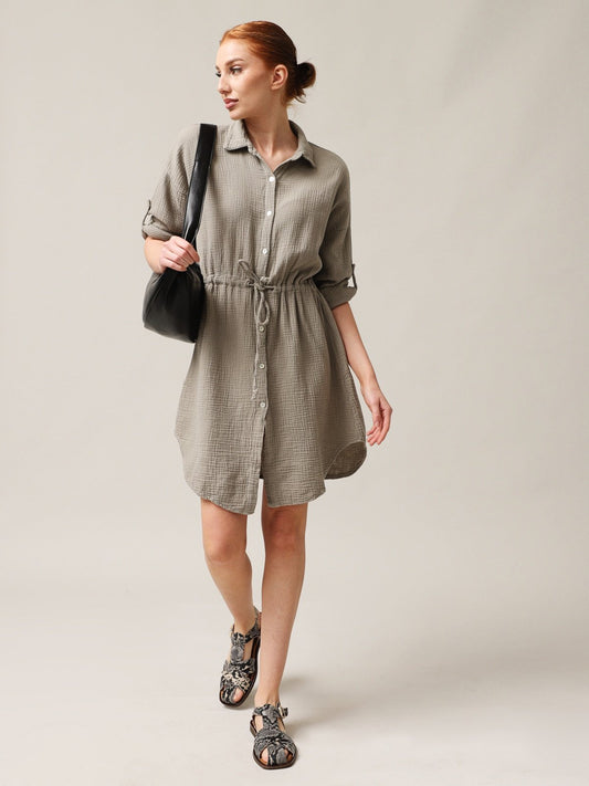 Shirt-type muslin dress-1