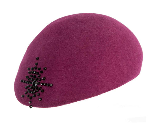 Fuchsia winter felt beret-1