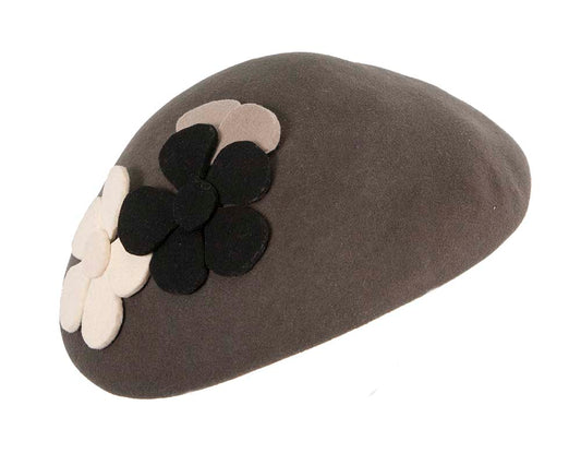 Grey winter felt beret CU615-1