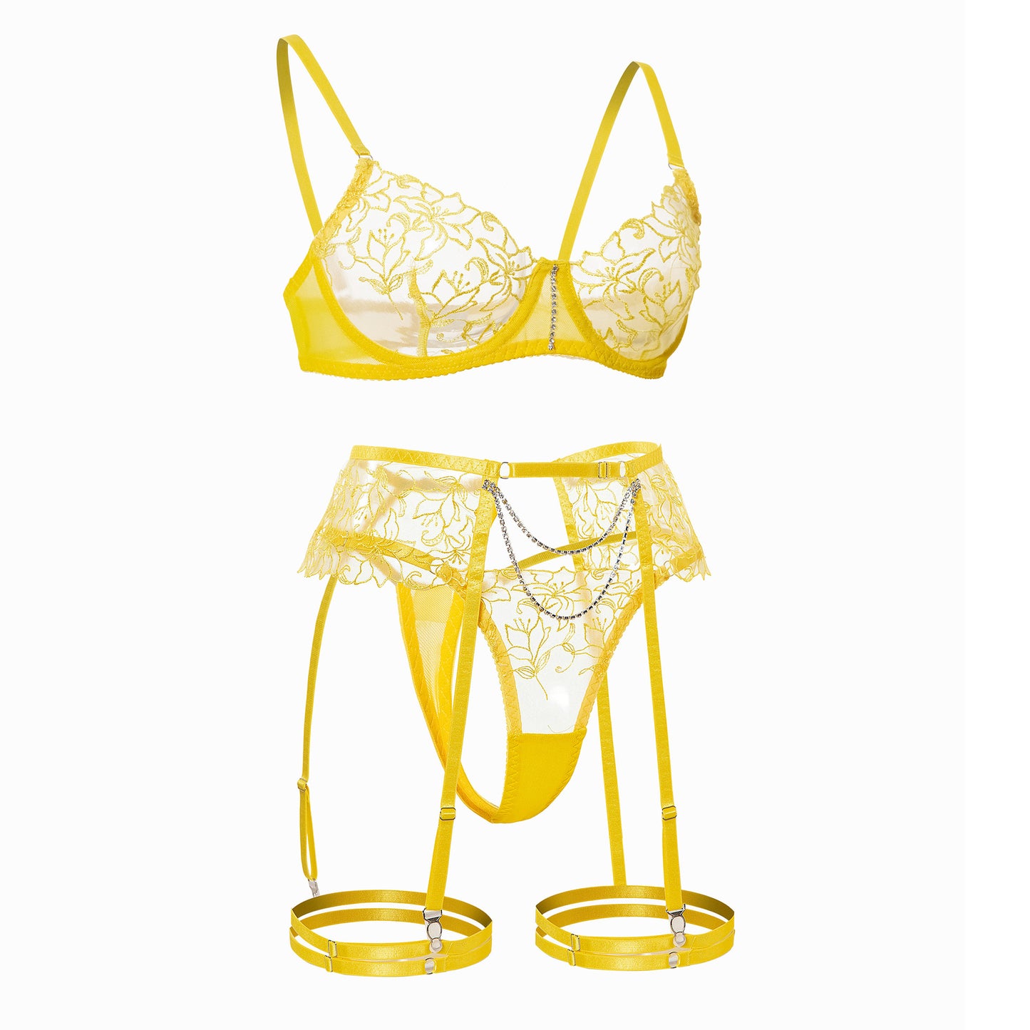 Wholesale Sheer Lace Garter Lingerie Ensemble-32