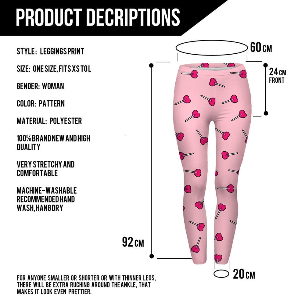 Brand Fashion Women Leggings Love Lollipop Printing Fitness Legging Sexy High Waist Legging For Woman Pants-3