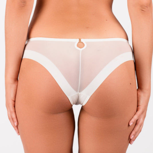 Sheer Mesh Tulle Embroidered Tanga Panty Perla Ivory-1