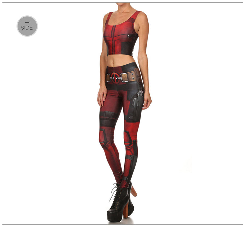 Star Wars Cosplay Costume For Women Wonder Captain America Deadpool Woman Croped Tops Leggings Sets-4