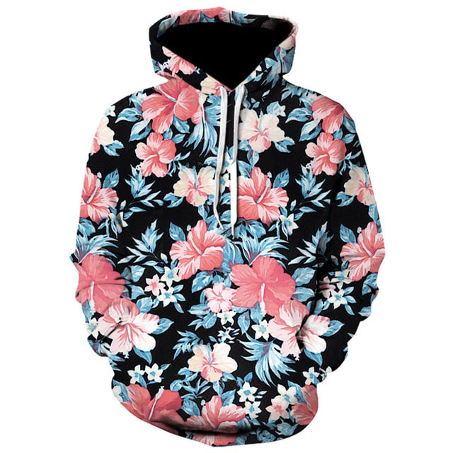 Men/Women autumn winter Hoodies Men's Sweatshirts Rose flower print Sweatshirts Plus Size 5XL Loose pullover Hoodie Tops-10
