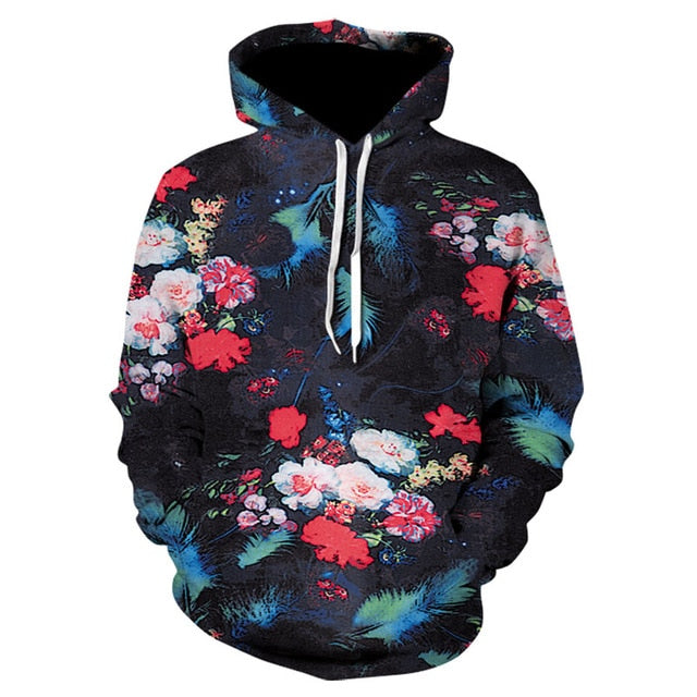 Men/Women autumn winter Hoodies Men's Sweatshirts Rose flower print Sweatshirts Plus Size 5XL Loose pullover Hoodie Tops-9