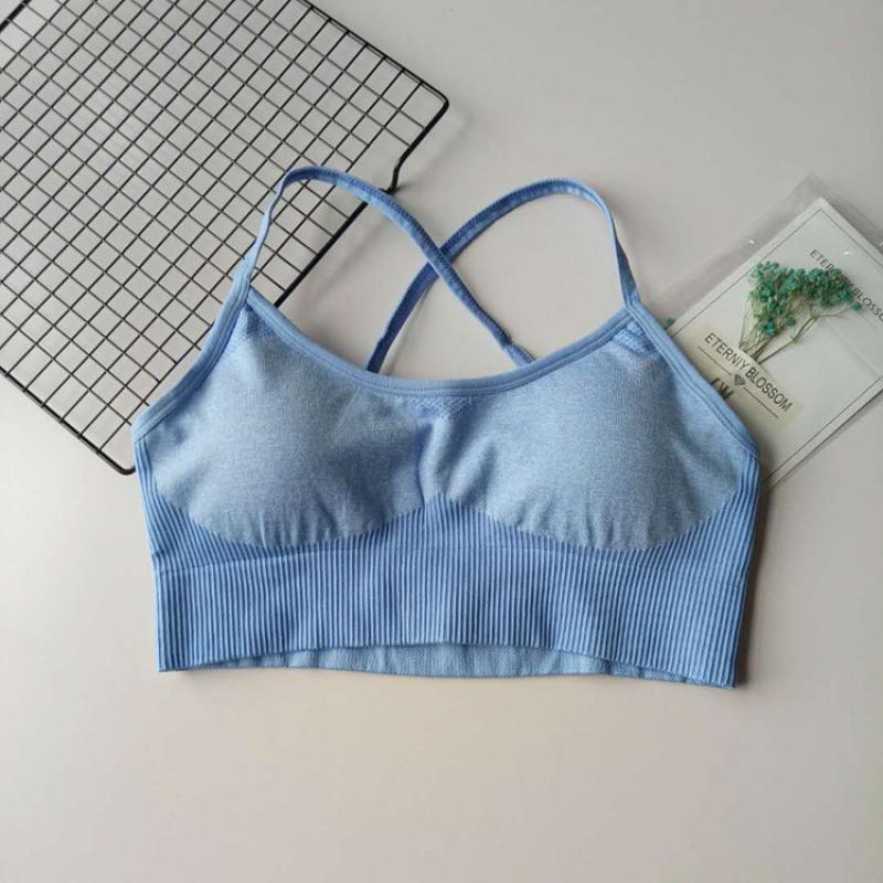 Woman seamless Patchwork Bra Padded Push Up Sports Top Women Fitness Running Cropped Top Gym-8