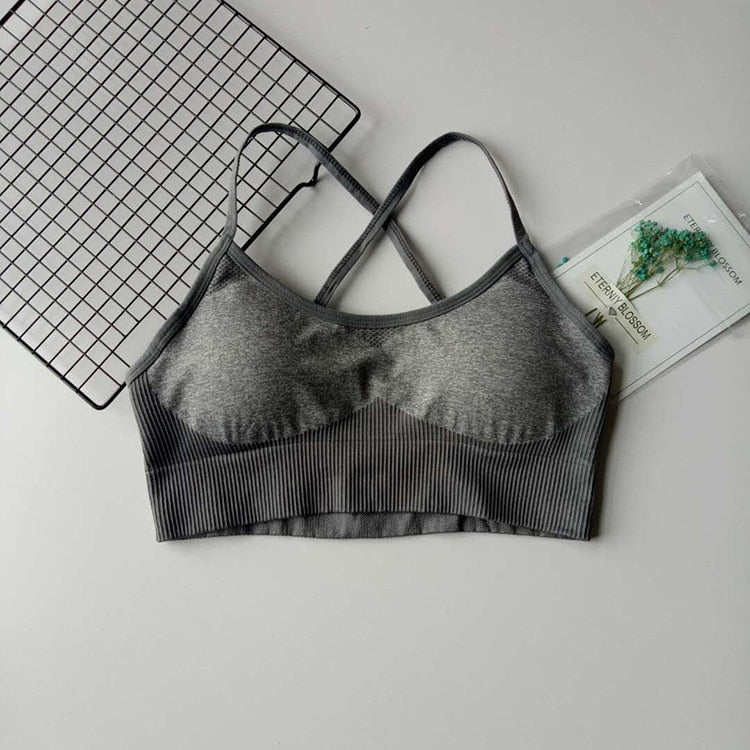 Woman seamless Patchwork Bra Padded Push Up Sports Top Women Fitness Running Cropped Top Gym-7
