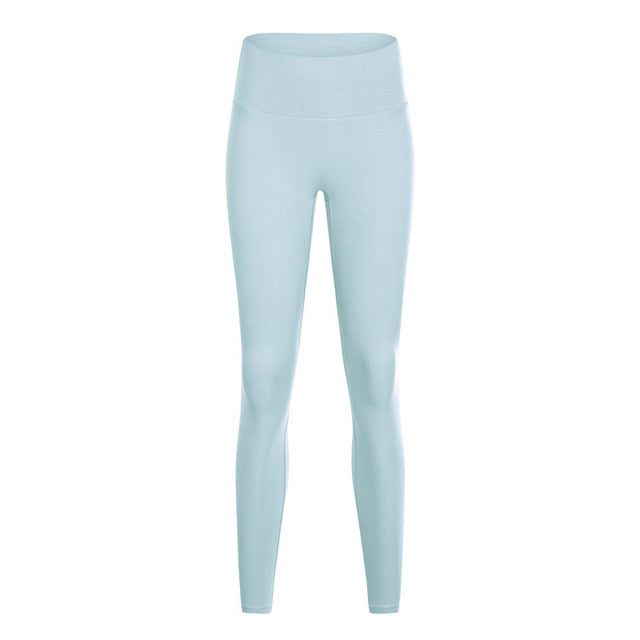 Naked-feel Woman Leggings Fitness Leggings Sports Mid Waist Ankle-Length Pants multiple color Solid High Compression-7