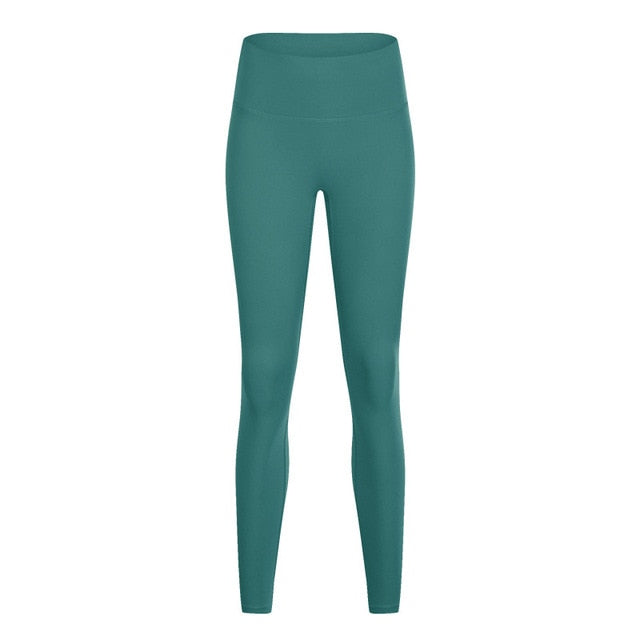 Naked-feel Woman Leggings Fitness Leggings Sports Mid Waist Ankle-Length Pants multiple color Solid High Compression-6