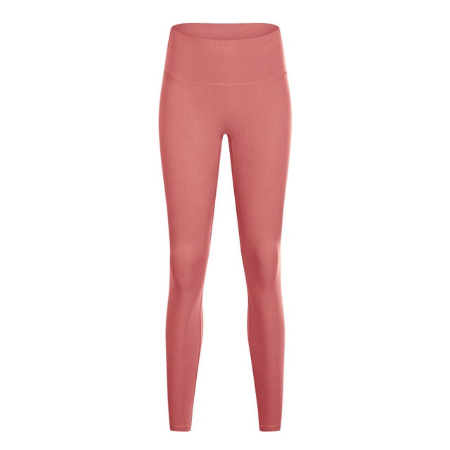 Naked-feel Woman Leggings Fitness Leggings Sports Mid Waist Ankle-Length Pants multiple color Solid High Compression-1