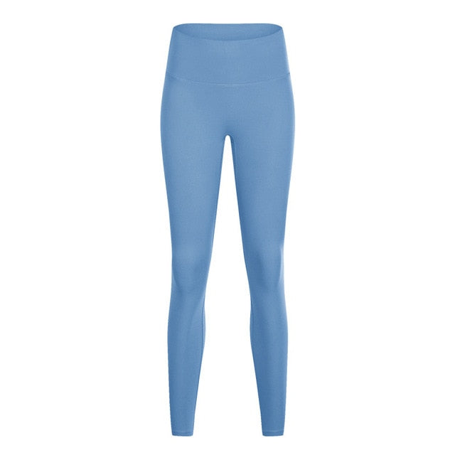 Naked-feel Woman Leggings Fitness Leggings Sports Mid Waist Ankle-Length Pants multiple color Solid High Compression-5