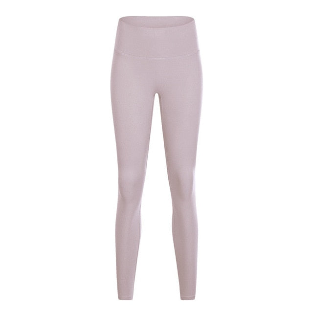 Naked-feel Woman Leggings Fitness Leggings Sports Mid Waist Ankle-Length Pants multiple color Solid High Compression-4