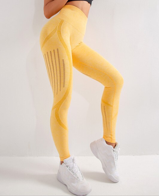 Yoga Leggings Women High Waist Hollow Out Pants Fashion High Elastic Push Up Work Out Pants For Women Hips Lifting Jogging Pants-3