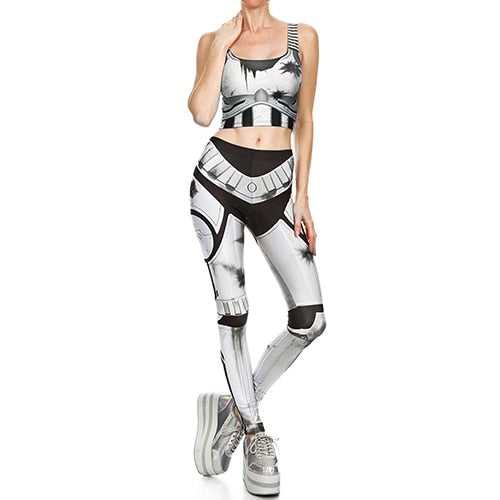 Star Wars Cosplay Costume For Women Wonder Captain America Deadpool Woman Croped Tops Leggings Sets-9