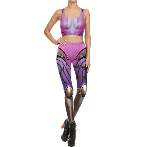 Star Wars Cosplay Costume For Women Wonder Captain America Deadpool Woman Croped Tops Leggings Sets-7
