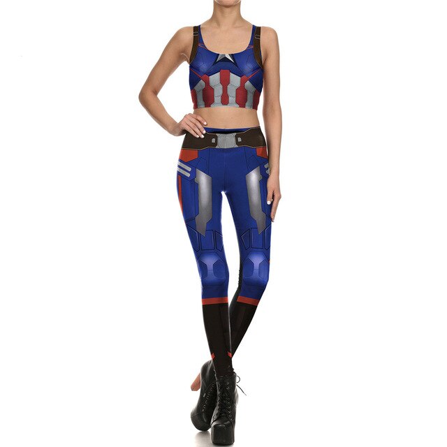 Star Wars Cosplay Costume For Women Wonder Captain America Deadpool Woman Croped Tops Leggings Sets-11