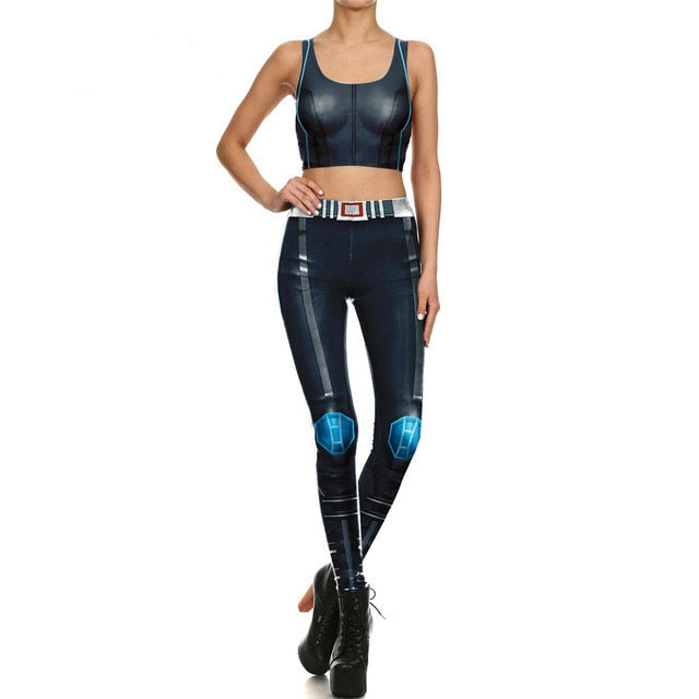 Star Wars Cosplay Costume For Women Wonder Captain America Deadpool Woman Croped Tops Leggings Sets-13
