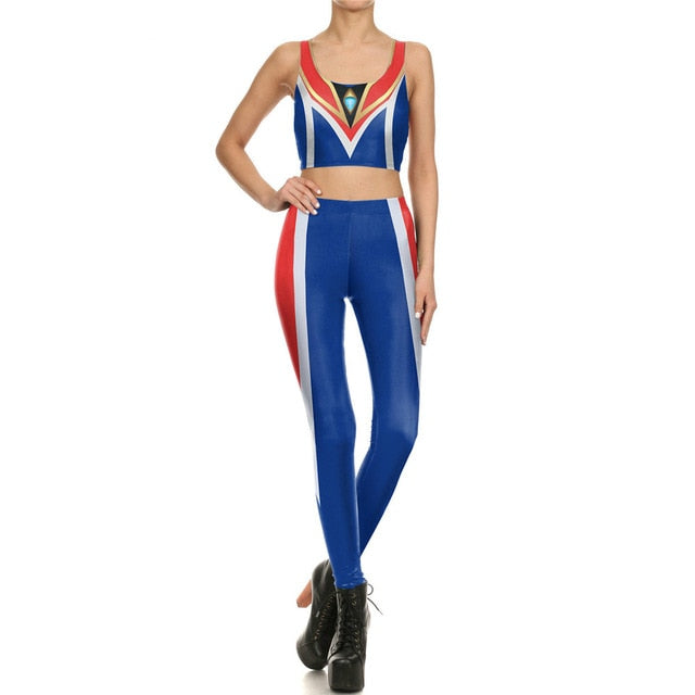 Star Wars Cosplay Costume For Women Wonder Captain America Deadpool Woman Croped Tops Leggings Sets-15