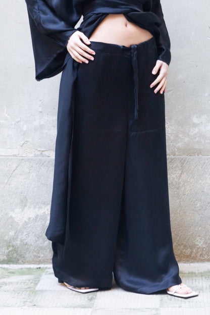 Low Waist Long Wide Pants 100% Bemberg-1