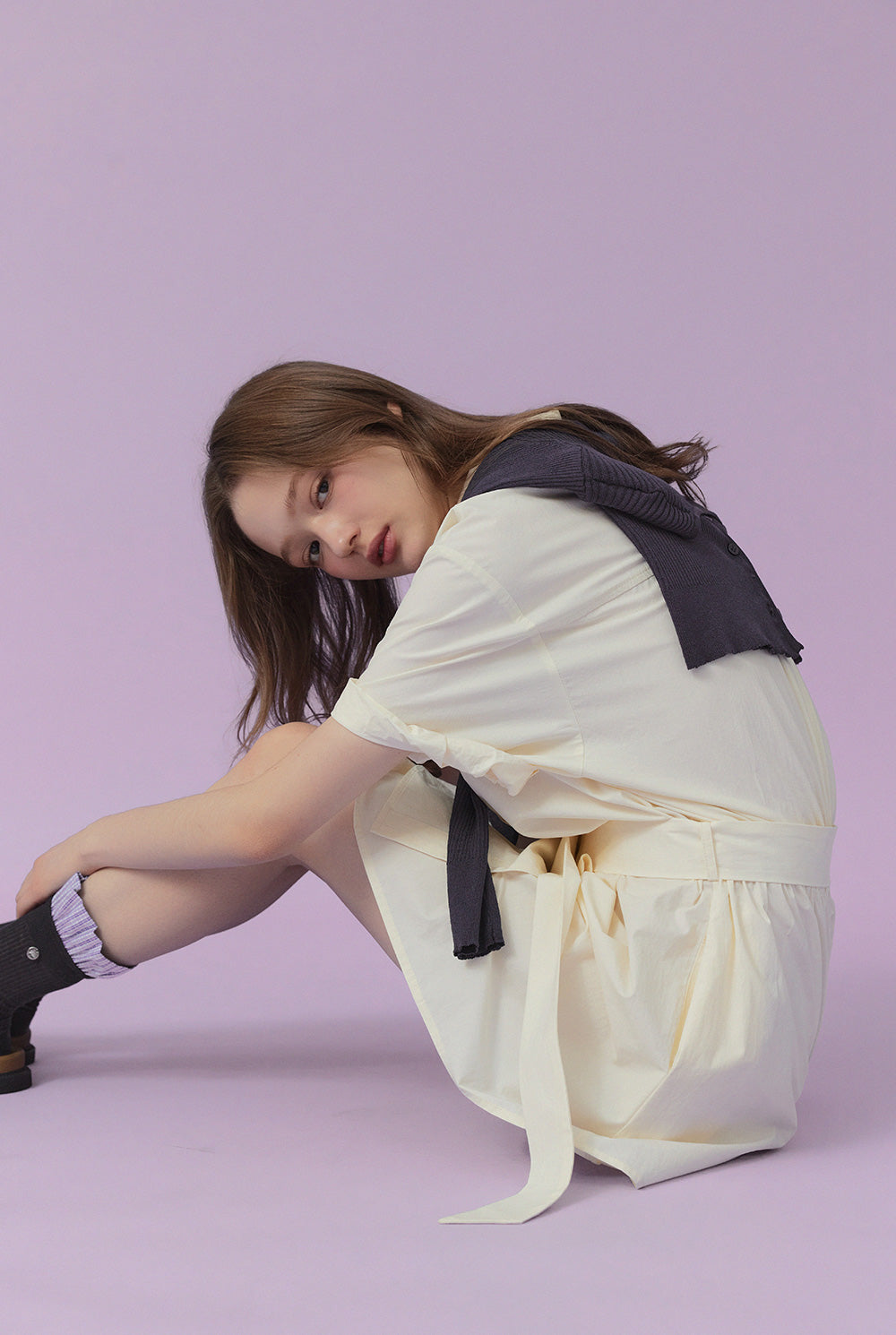[TWEE] Lovin Roll-Up Shirt Dress (Belt Set)-2