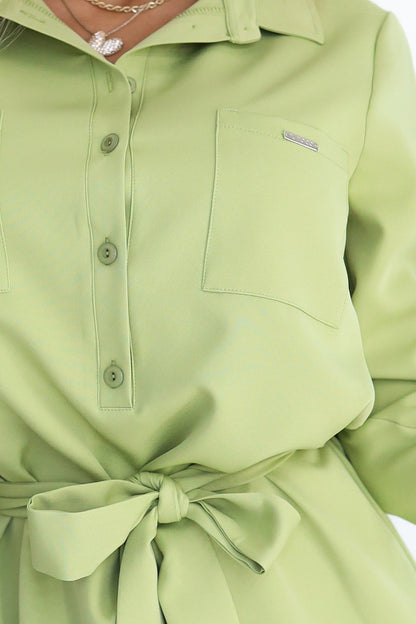 Numoco 284-3 CAMILLE Shirt dress with pockets and ties - olive color-4