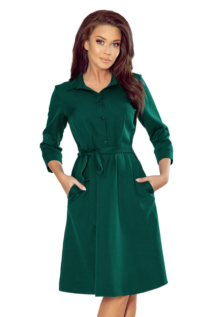 Numoco 286-1 SANDY Flared shirt dress - green-5