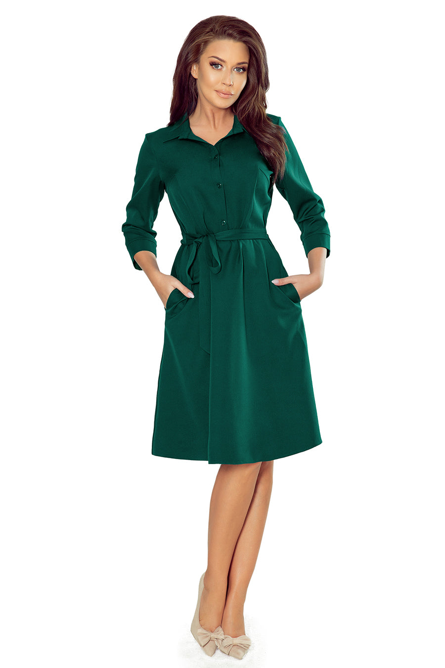 Numoco 286-1 SANDY Flared shirt dress - green-6