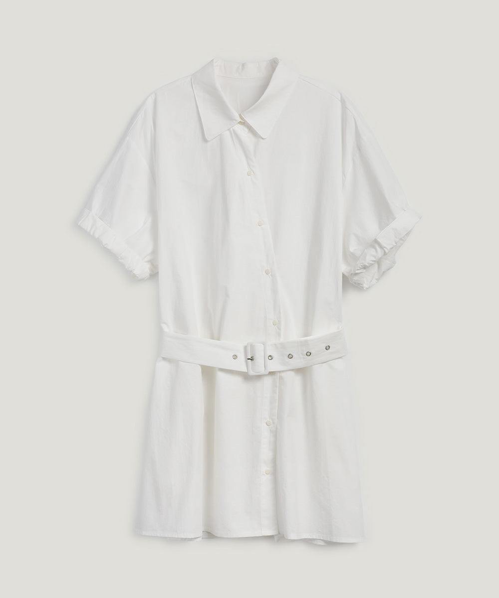 [TWEE] Lovin Roll-Up Shirt Dress (Belt Set)-5