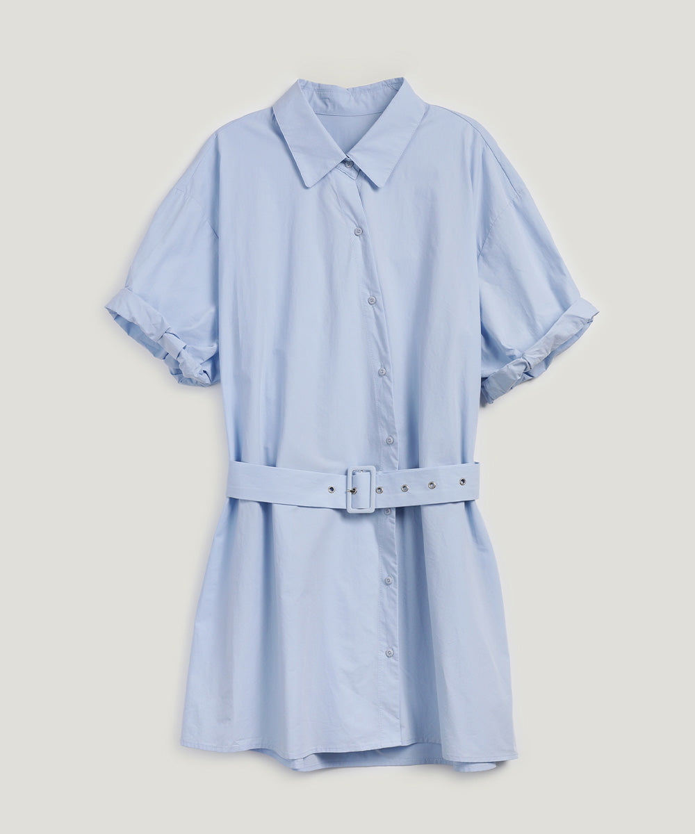 [TWEE] Lovin Roll-Up Shirt Dress (Belt Set)-6