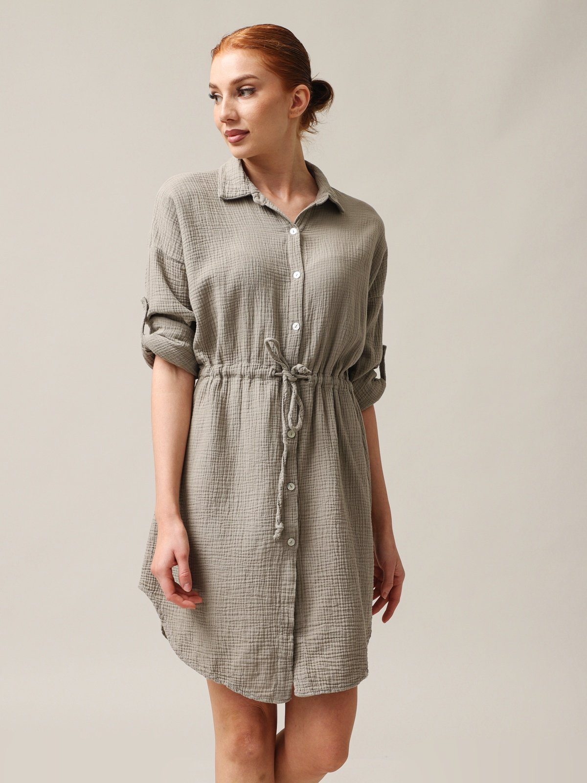 Shirt-type muslin dress-2