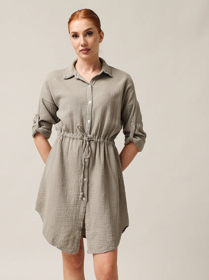 Shirt-type muslin dress-4
