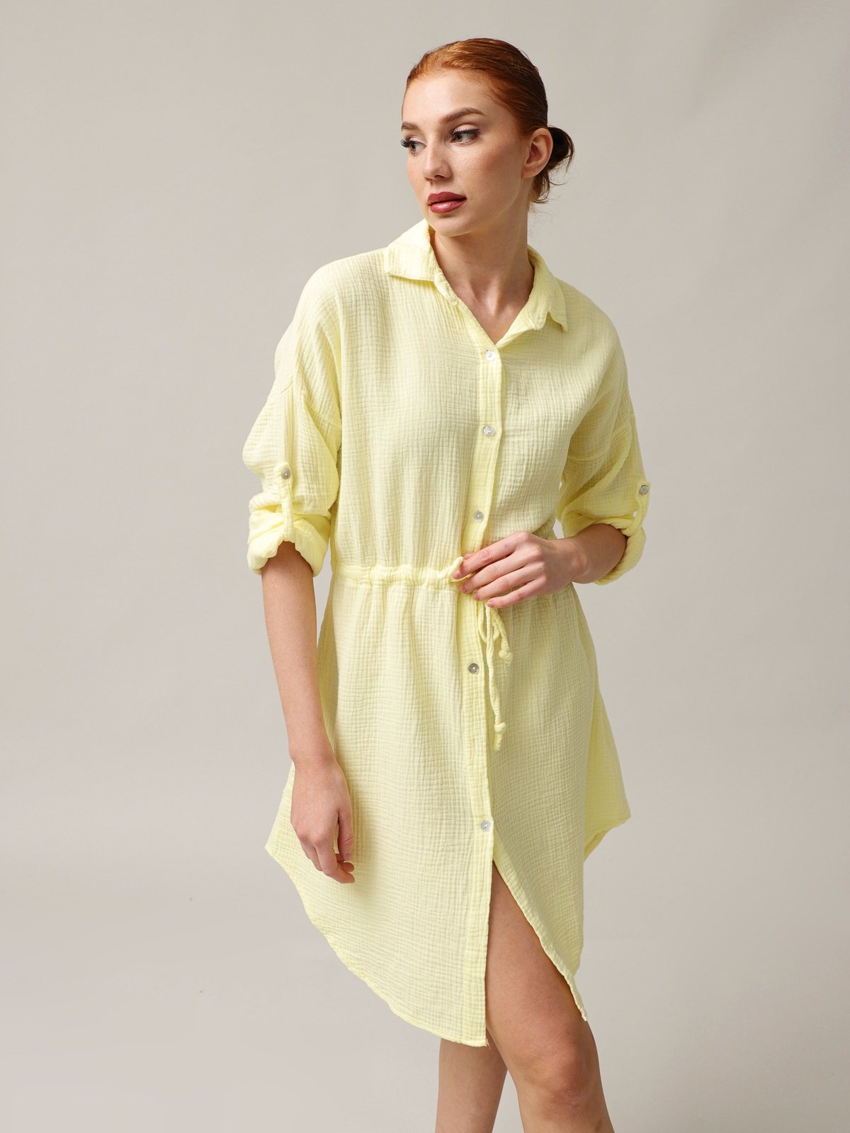 Shirt-type muslin dress-0