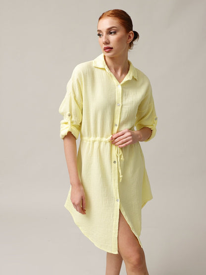 Shirt-type muslin dress-0
