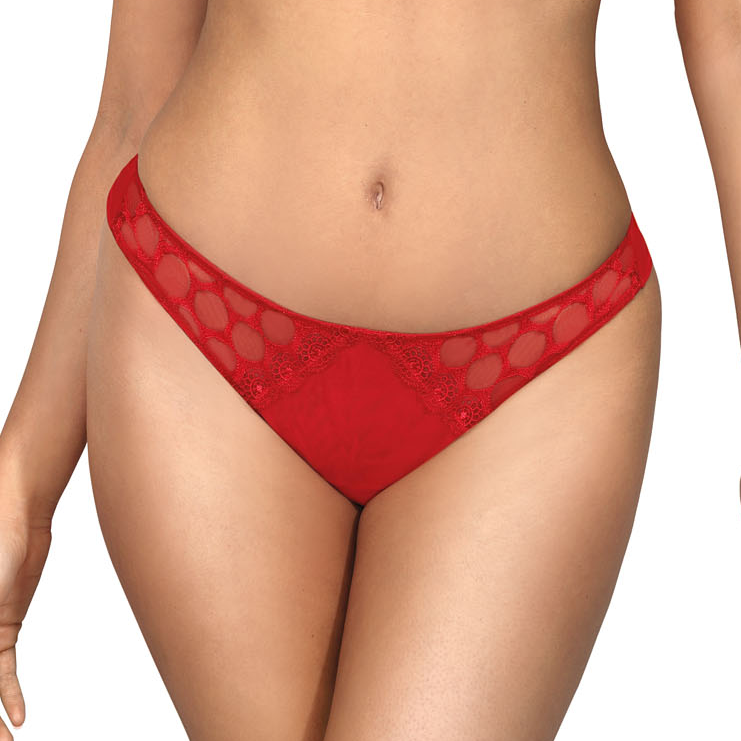 Sheer Mesh Thong Panty Coco Red-0