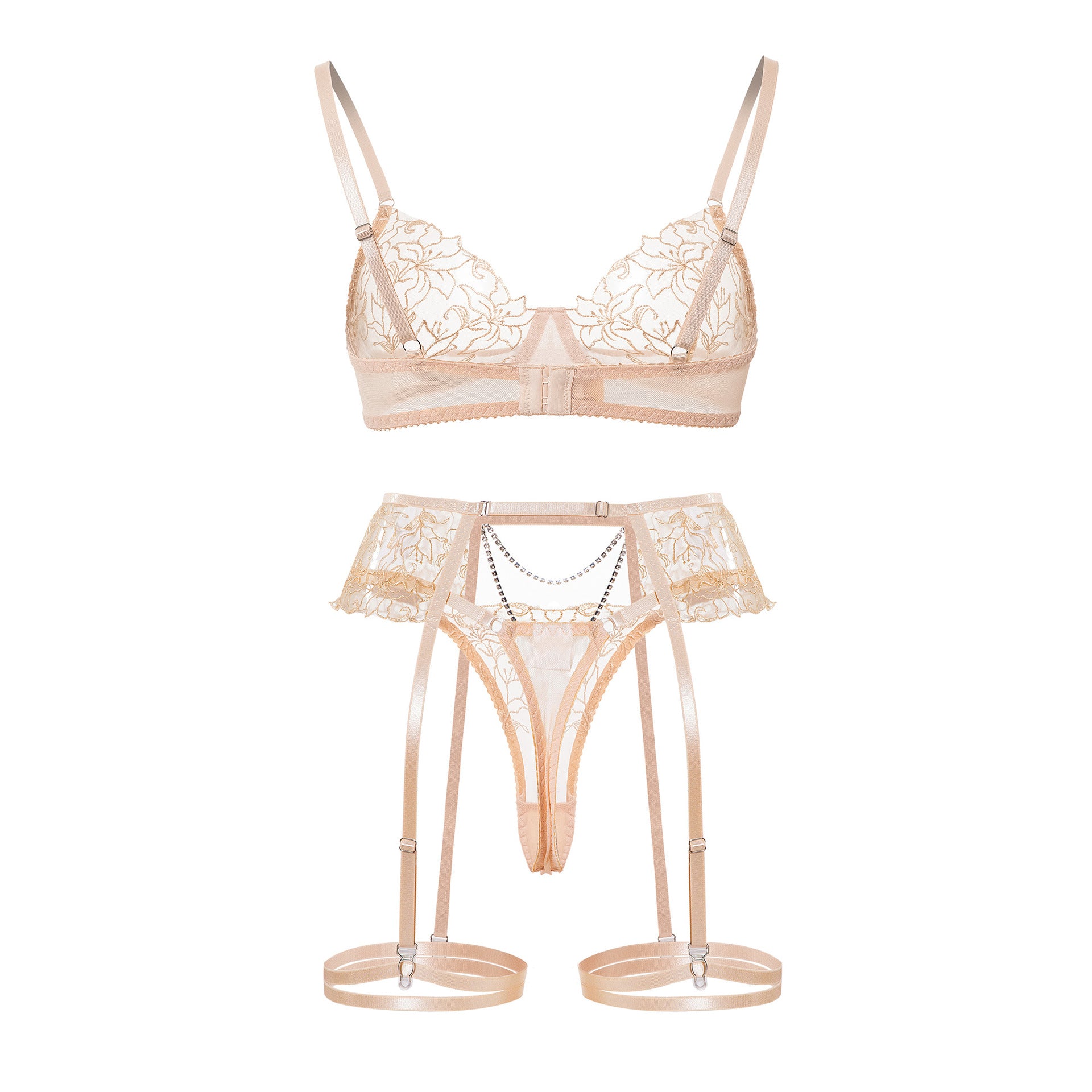 Wholesale Sheer Lace Garter Lingerie Ensemble-39