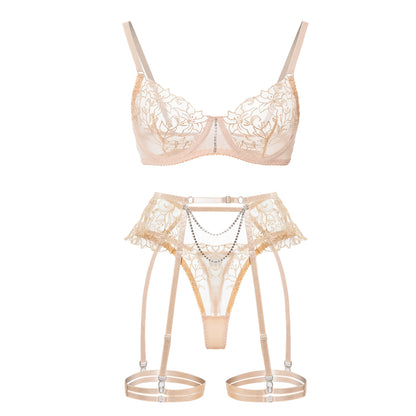 Wholesale Sheer Lace Garter Lingerie Ensemble-17