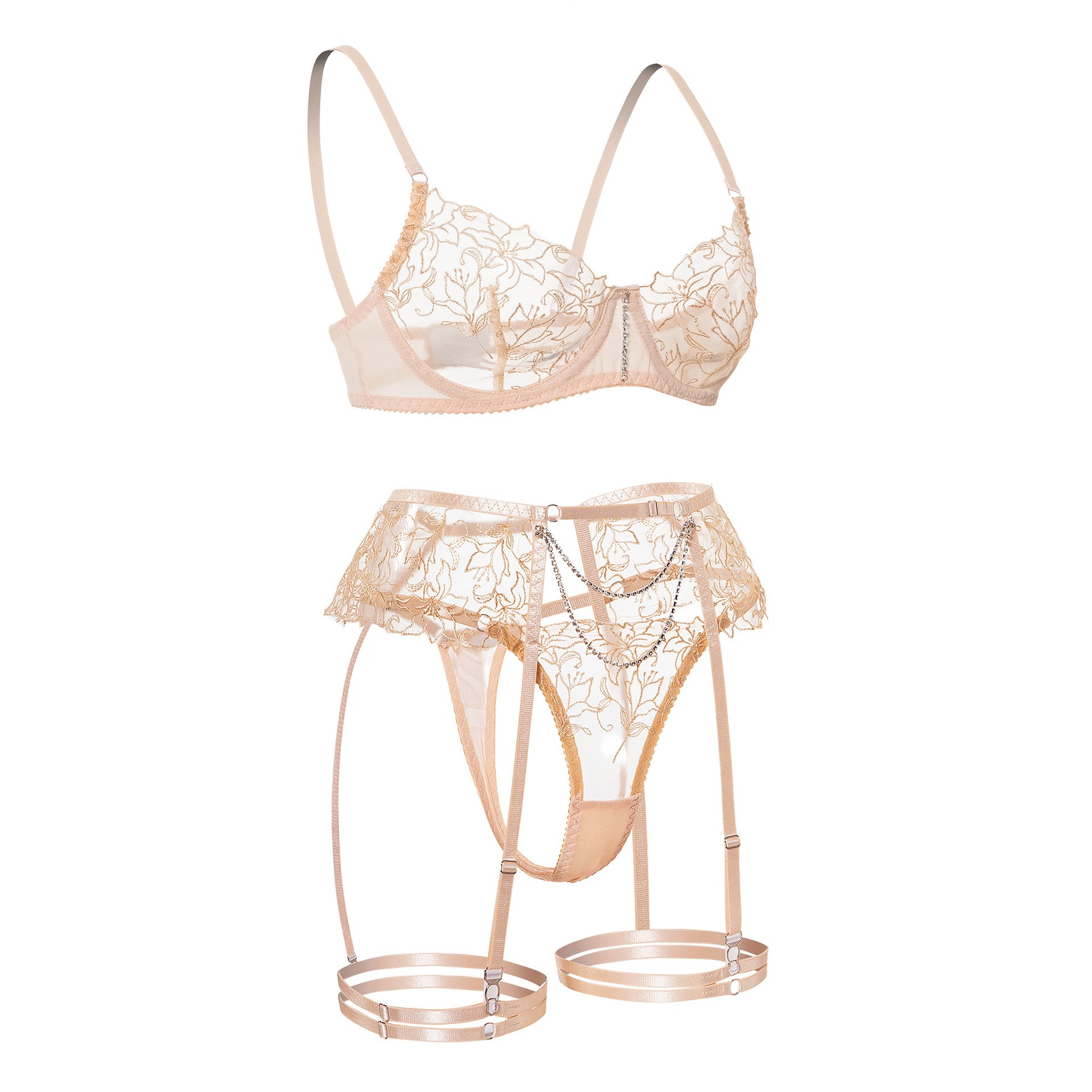 Wholesale Sheer Lace Garter Lingerie Ensemble-33