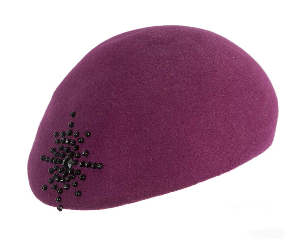 Fuchsia winter felt beret-1
