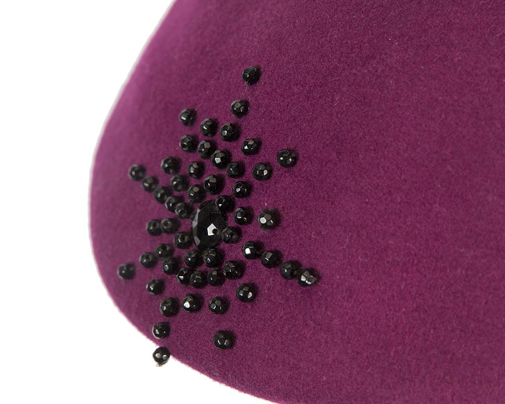 Fuchsia winter felt beret-4