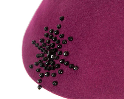 Fuchsia winter felt beret-4