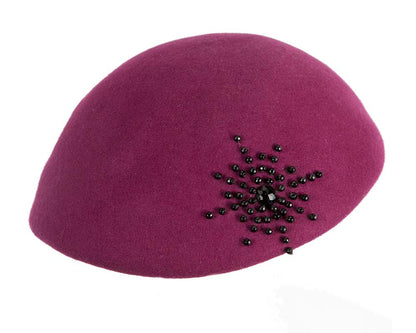 Fuchsia winter felt beret-3