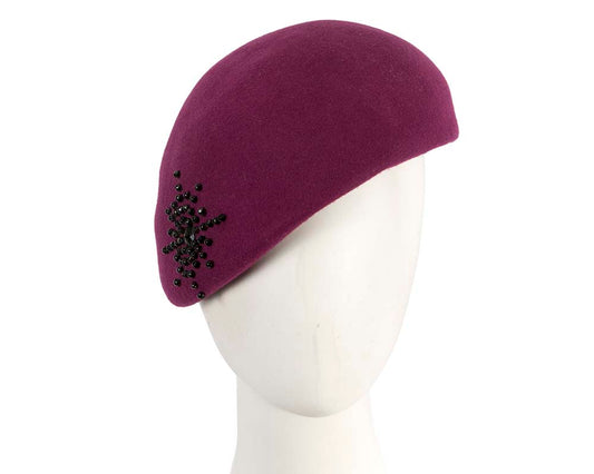 Fuchsia winter felt beret-0