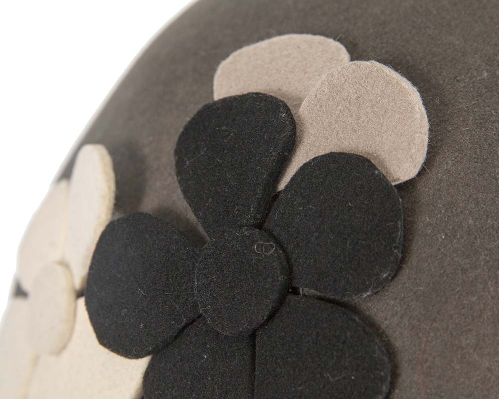 Grey winter felt beret CU615-4