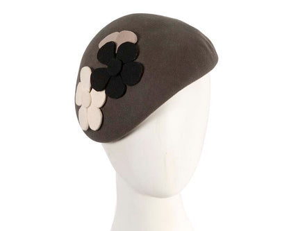 Grey winter felt beret CU615-0