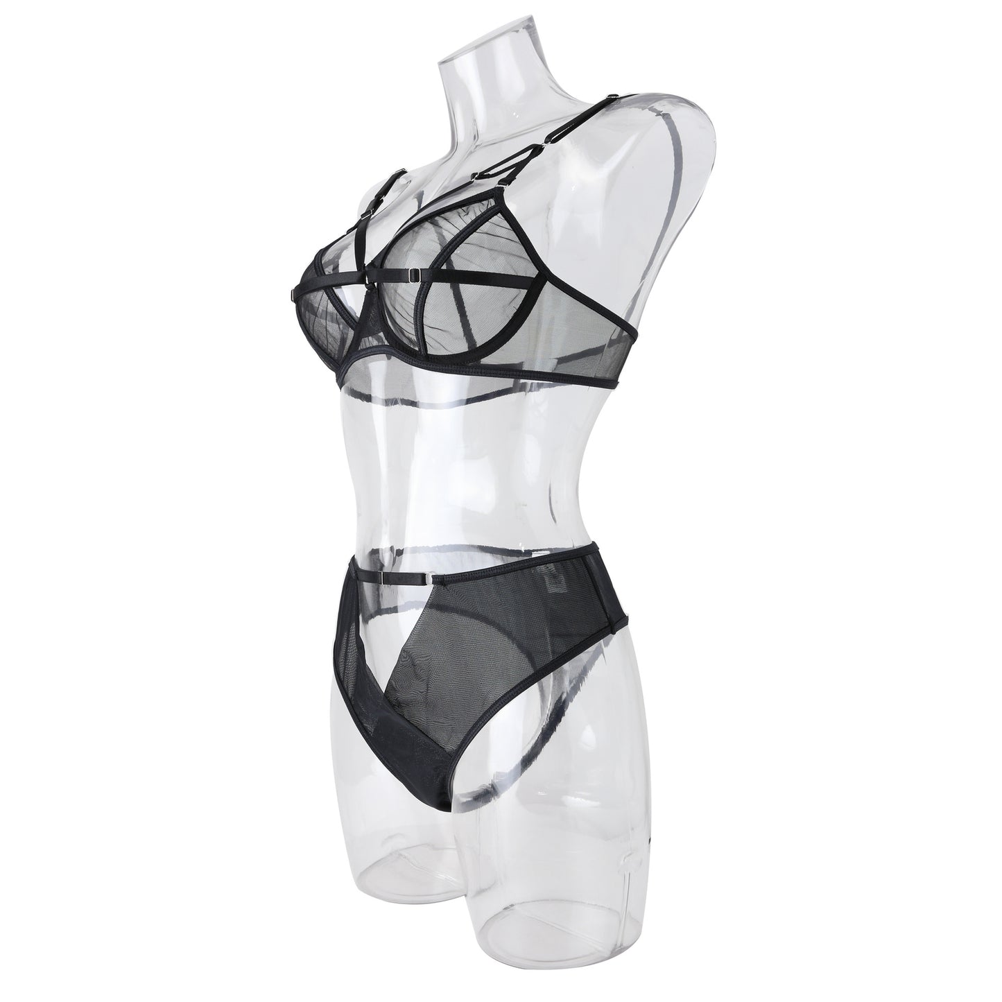 Chic Sexy Lingerie Mesh Bra Set with Cros