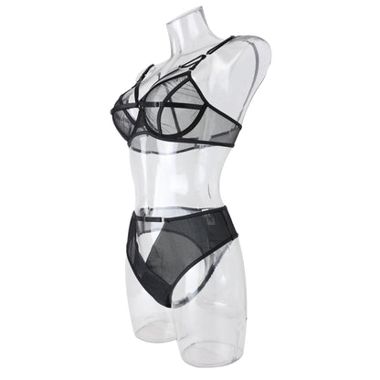 Chic Sexy Lingerie Mesh Bra Set with Cros