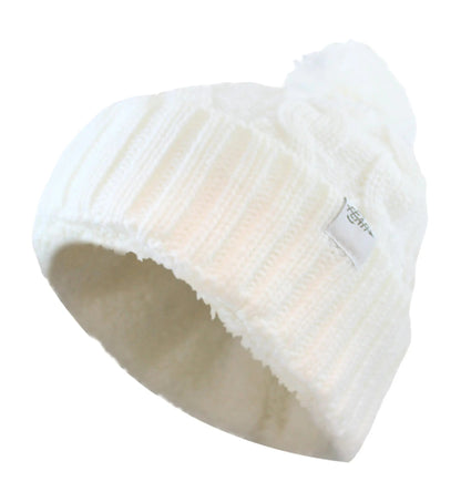 Warmest Plush Insulated Cuff Knit Pom Women Winter Beanie Hat Warm Wool Insulated Cap Winter Beanie Hat-4